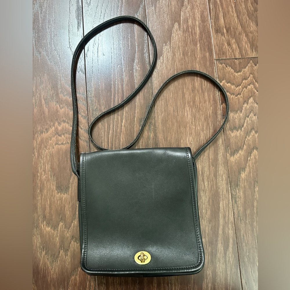 Vintage Black Coach Crossbody Bag, Made in Costa Rica